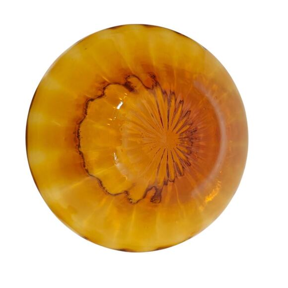 Vintage Empoli Italy Circus Tent Amber Glass Lidded Candy Dish Jar 1960s MCM - Picture 7 of 11